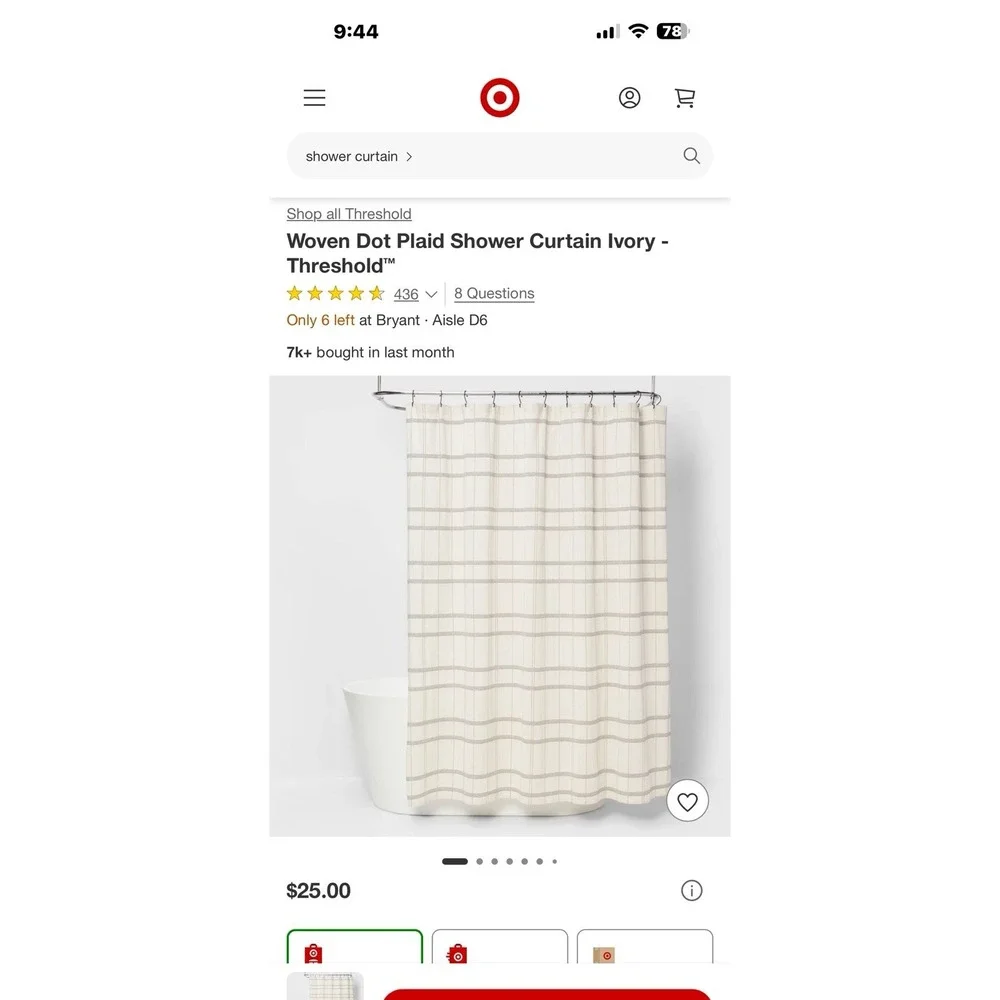 Threshold shower curtain